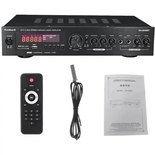 [ELR023] HIFI 2000W 220V Amplificateur de puissance Audio BT Stéréo USB SD FM LED Noir